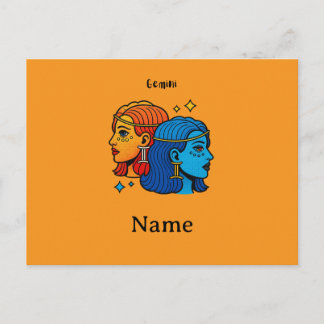 Cartão Postal Gêmeos Signo do Zodíaco Pop Art - Gêmeos Celestiai