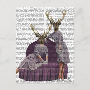 Cartão Postal Gêmeos veados em roxo