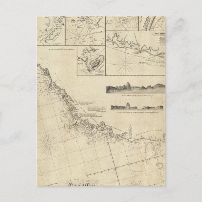 Cartão Postal General chart of the coasts of Brasil (Frente)