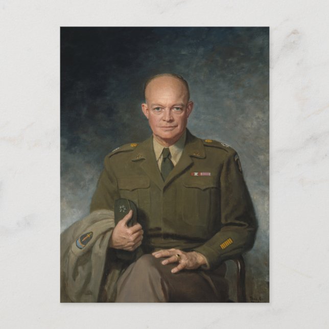 Cartão Postal General Dwight Eisenhower 5 Star - Retrato Pintado (Frente)