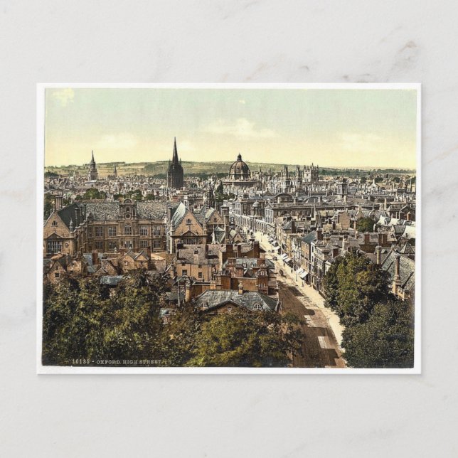 Cartão Postal General view e High Street, Oxford, England clas (Frente)