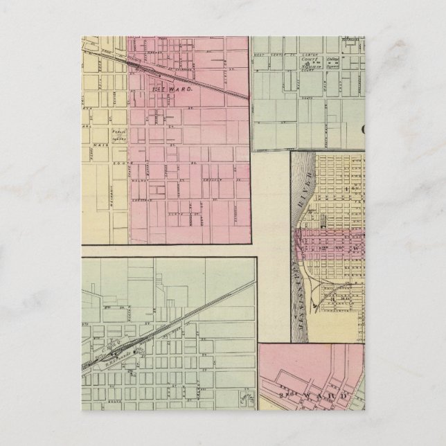 Cartão Postal Geneseo, Kewanee, Cambridge, Fulton e Morrison (Frente)