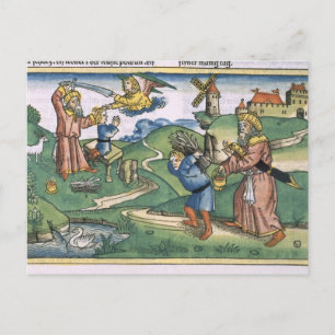 Cartão Postal Genesis 21 1-14 Abraão está oferecendo Isaac, para