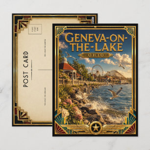 Cartão Postal Geneva-on-the-Lake Ohio Vintage Arte Deco Idade Do