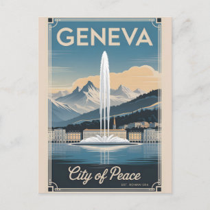 Cartão Postal Geneva Suíça Retro Silhueta Urbana Viagem