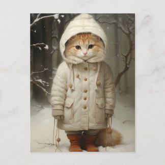 Cartão Postal Genga Gengibre Bonita e Engraçada na Neve