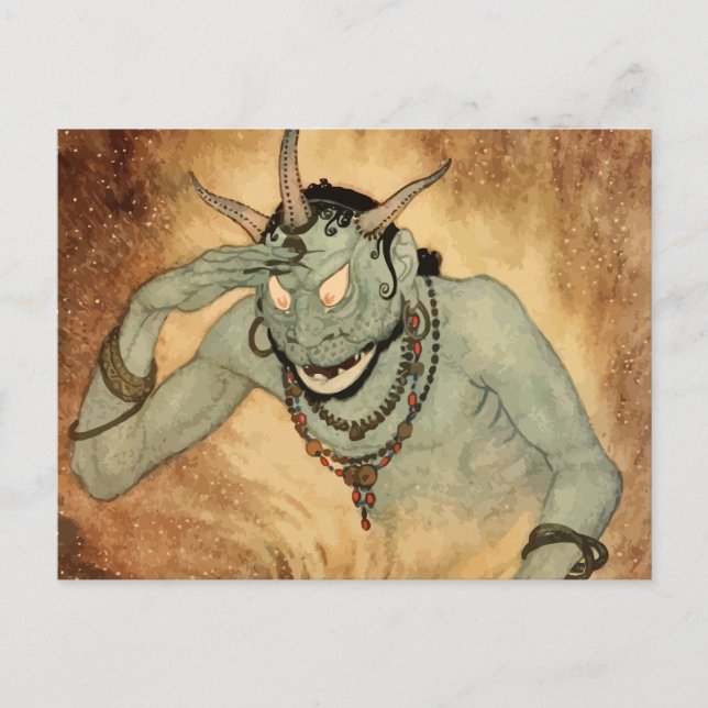 Cartão Postal Genie das Noites Árabes por Edmund Dulac (Frente)