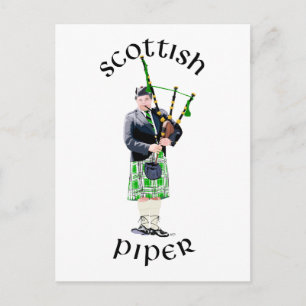 Cartão Postal Gentleman Bagpiper em Green Kilt