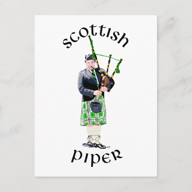 Cartão Postal Gentleman Bagpiper em Green Kilt (Frente)
