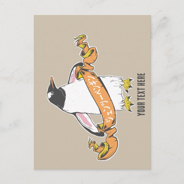 Cartão Postal Gentoo penguin Japonês escrevendo Kanji (Frente)