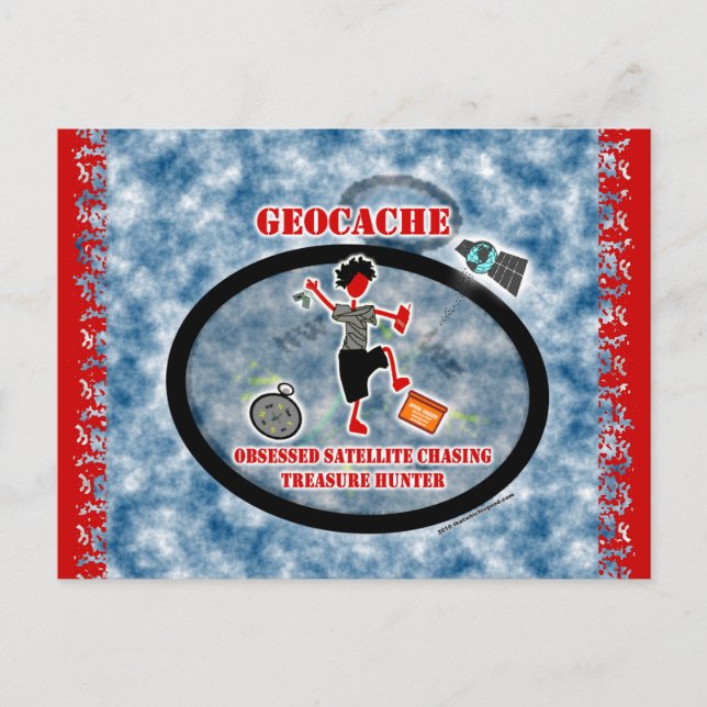 Cartão Postal Geocaching Obcecado Satélite (Frente)