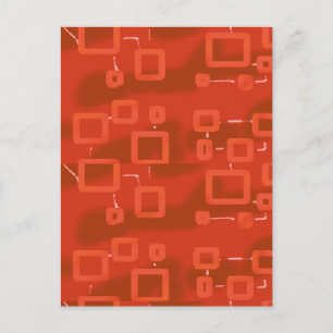 Cartão Postal Geométrico Abstrato Caprichoso Vermelho