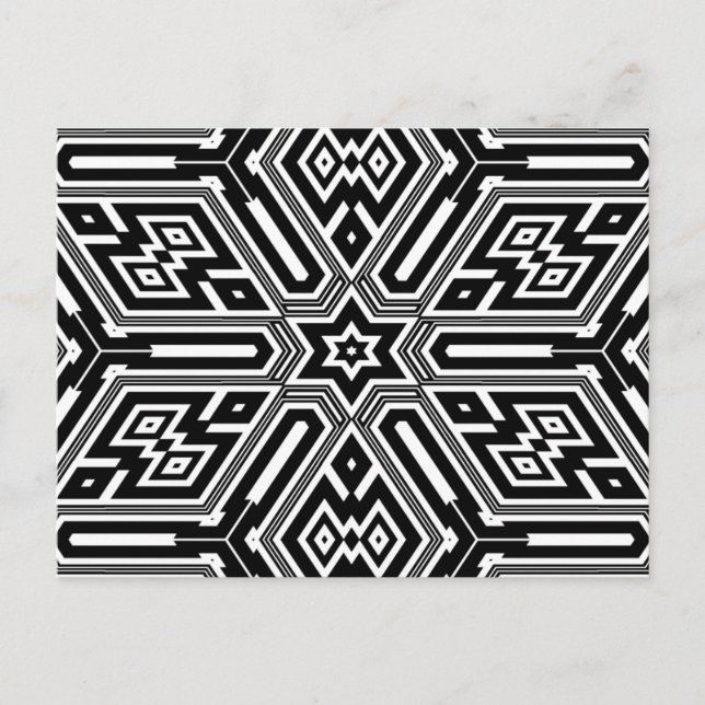 Cartão Postal Geométrico Moderno Branco Na moda preto (Frente)