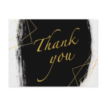 Geométrico Moderno de Preto e DouradoObrigado 