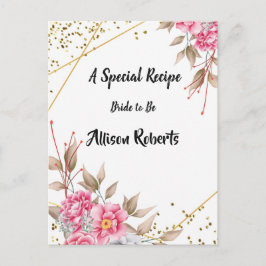 Cartão Postal Geométrico Quadro Dourado Rosa Floral Chá de Noiva