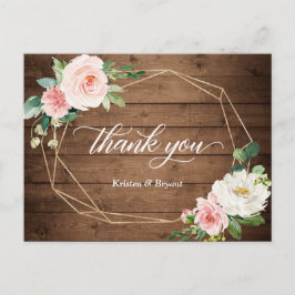 Cartão Postal Geométrico Romance Floral Casamento Russo Obrigado