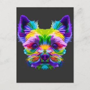 Cartão Postal Geométrico Yorkshire Terrier Yorkie Art Animal Lov
