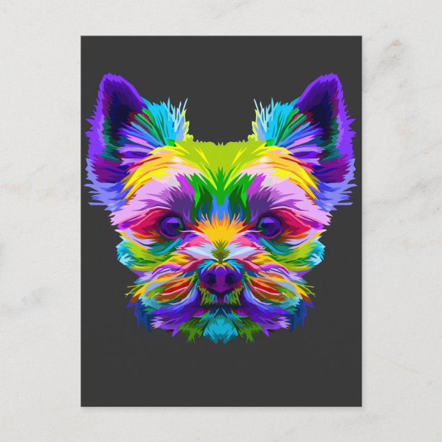 Cartão Postal Geométrico Yorkshire Terrier Yorkie Art Animal Lov (Frente)
