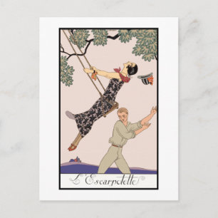 Cartão Postal George Barbier Vintage Deco Fashion L’Escarpolet