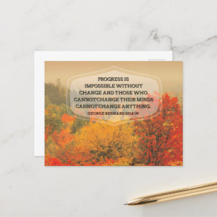 Cartão Postal George Bernard Shaw, citação inspiracional "Mudar"