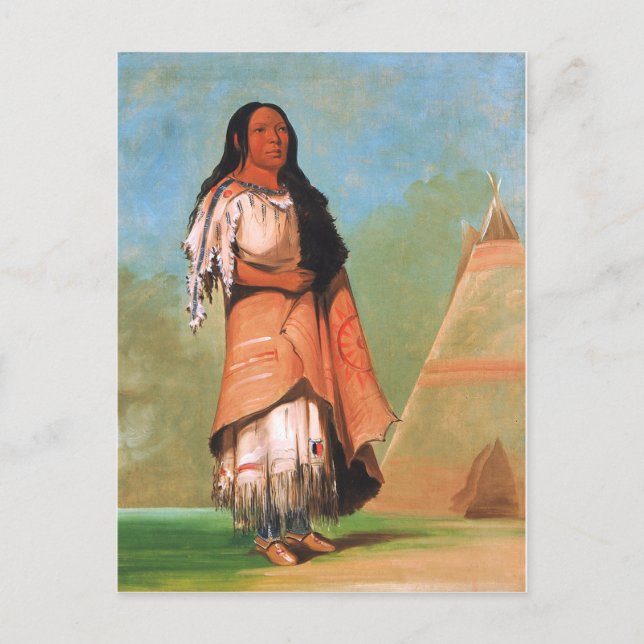 Cartão Postal George Catlin, Mulher Indígena Blackfoot (Frente)