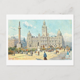 Cartão Postal George Square Antiga, Glasgow, Escócia,