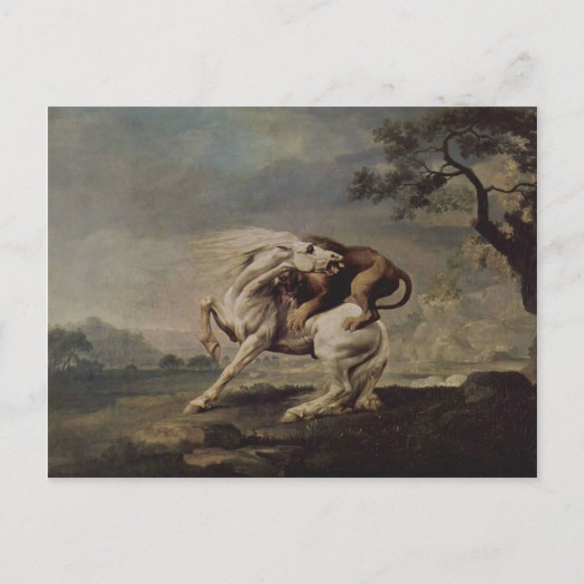 Cartão Postal George Stubbs - Leão Atacando um Cavalo (Frente)