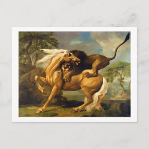 Cartão Postal George Stubbs Um Leão Atacando um Cavalo, c.176