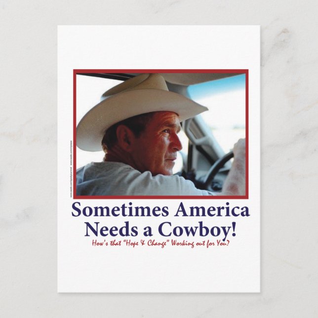 Cartão Postal George W Bush no Chapéu de Cowboy (Frente)