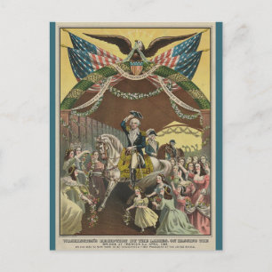 Cartão Postal George Washington Antigo a Caminho da Posse