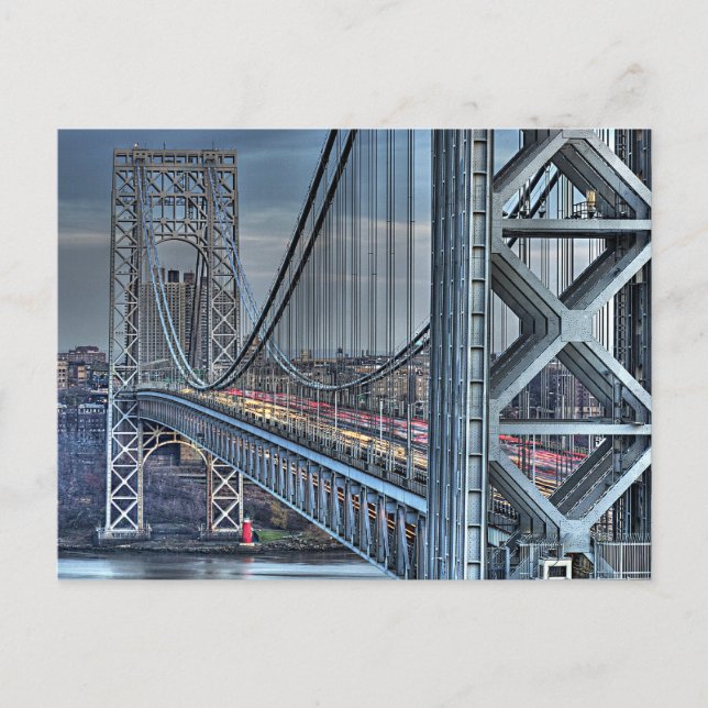 Cartão Postal George Washington Bridge & The Red Lighthouse NYC (Frente)