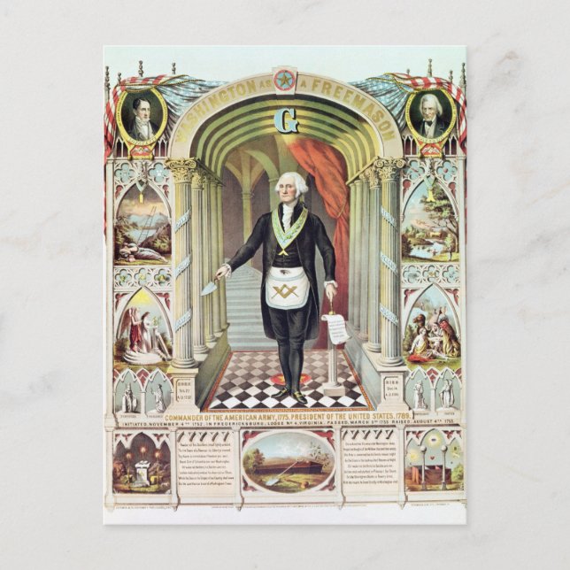 Cartão Postal George Washington como Freemason (Frente)