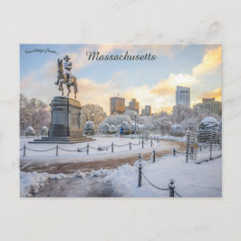 Cartão Postal George Washington Dirige Jardins Públicos de Bosto