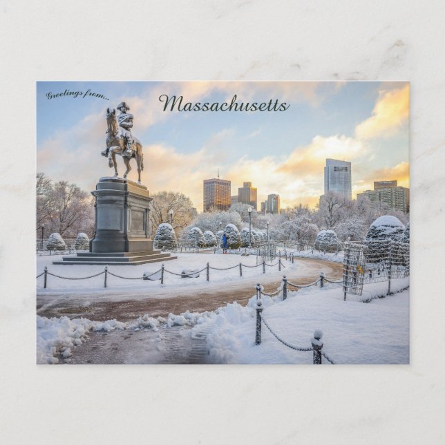 Cartão Postal George Washington Dirige Jardins Públicos de Bosto (Frente)