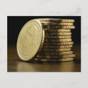 Cartão Postal George Washington, Presidente da Pilha de Moedas d