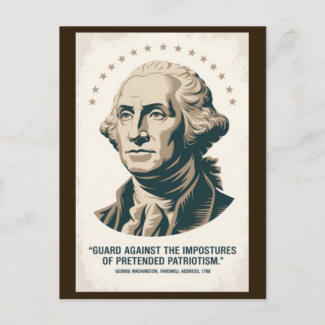 Cartão Postal George Washington Quote American President Art (Frente)
