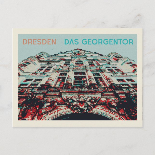 Cartão Postal Georgentor Façade, ilustração de Dresden (Frente)