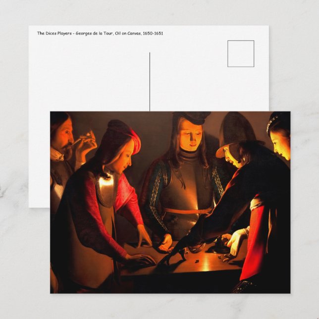 Cartão Postal Georges de la Tour - Os Jogadores dos Dícios (Frente/Verso)