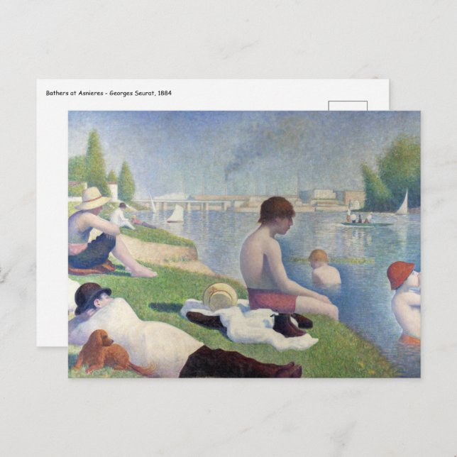 Cartão Postal Georges Seurat - Bathers em Asnieres (Frente/Verso)