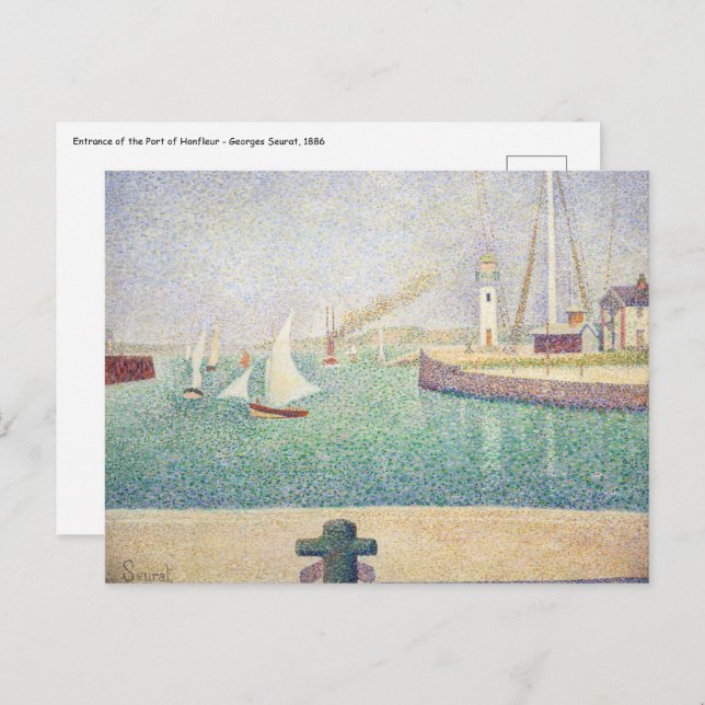 Cartão Postal Georges Seurat - Entrada do Porto de Honfleur (Frente/Verso)