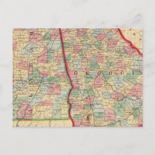 Cartão Postal Georgia, Alabama Map by Mitchell