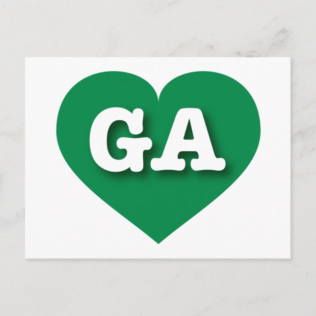 Cartão Postal Georgia Green Heart - Eu amo GA (Frente)