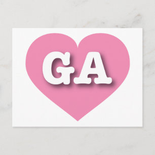 Cartão Postal Georgia Pink Heart - Eu amo GA