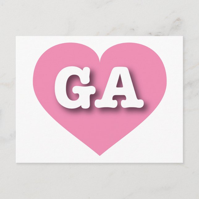 Cartão Postal Georgia Pink Heart - Eu amo GA (Frente)