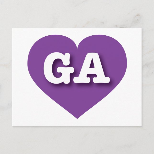 Cartão Postal Georgia Purple Heart - Eu amo GA (Frente)