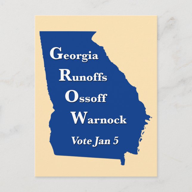 Cartão Postal Georgia Runoffs Ossoff Warnock (Frente)