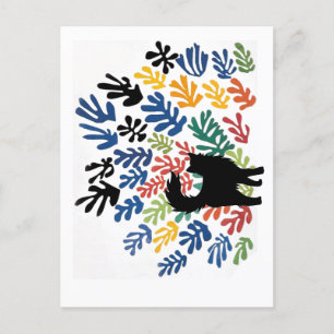 Cartão Postal Gerbe por Matisse, Cat Art Parody,
