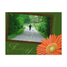 Gerbera Daisy Orange & Green Thank You Wedding