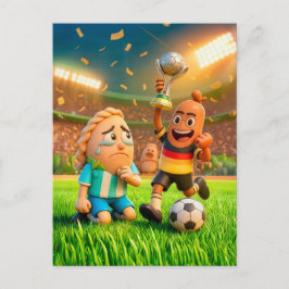 Cartão Postal German bratwurst defeating Argentinian empanada so