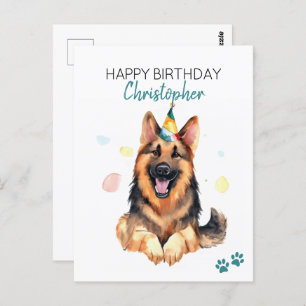 Cartão Postal German shepherd Cão Personalizado Feliz Aniversári
